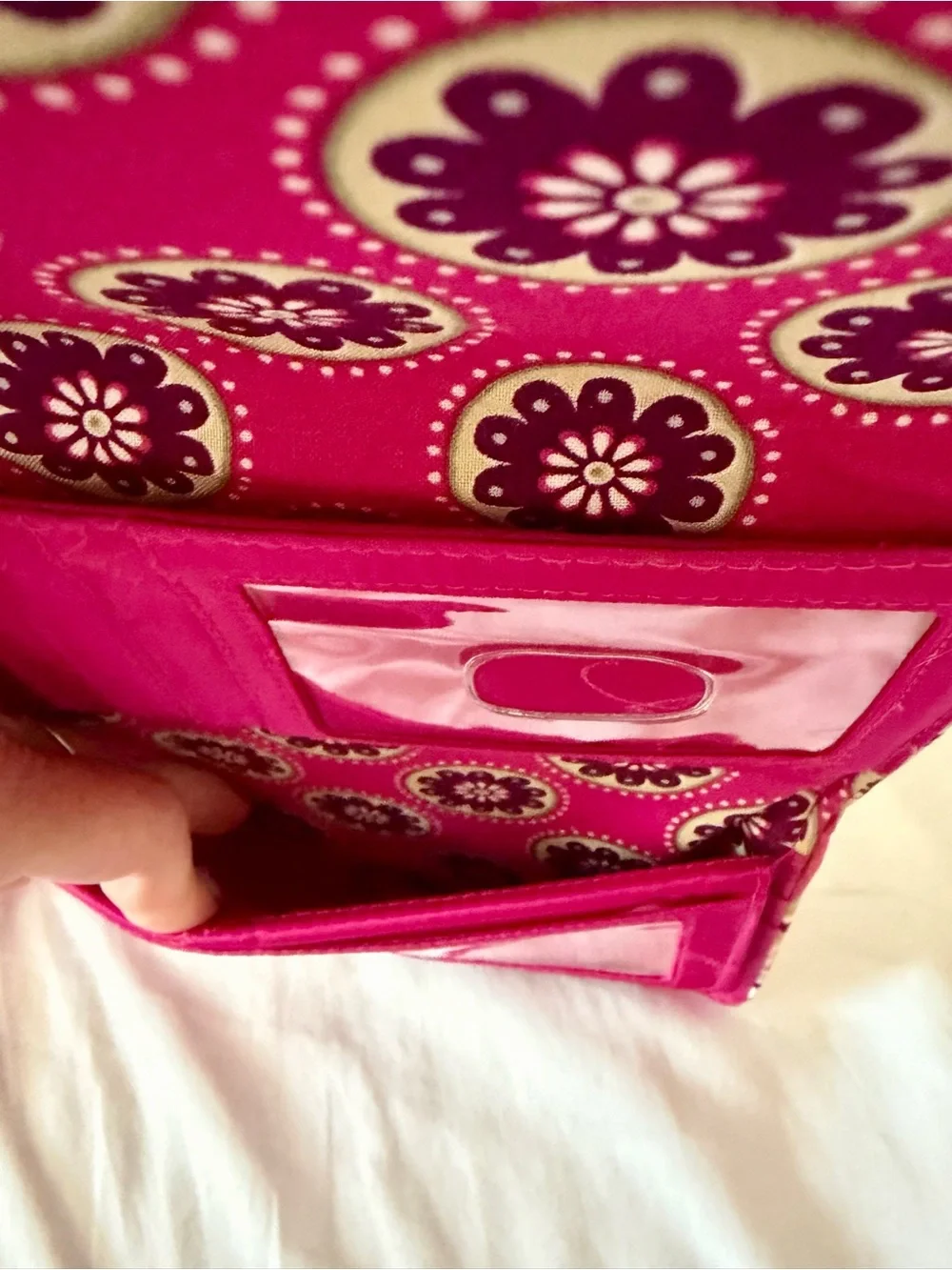 Vera Bradley Retired Print Quilted Trifold Wallet Pink Floral